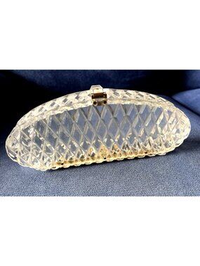 1950s Patricia Of Miami Acrylic Lucite Purse Clutch Box Diamond Evening Bag